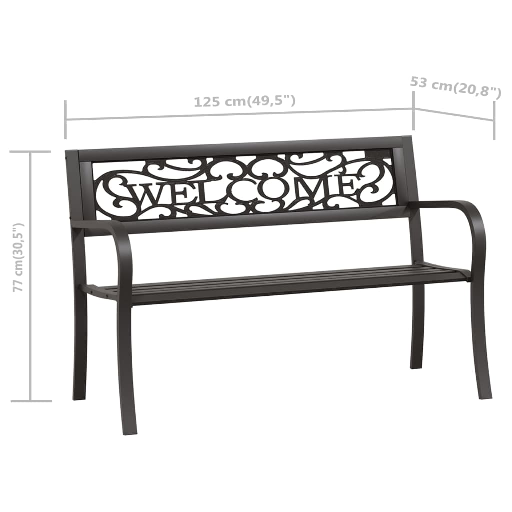 vidaXL Garden Bench 125 cm Steel Black