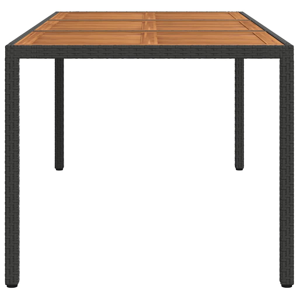 Garden Table 190x90x75 cm Poly Rattan and Acacia Wood Black