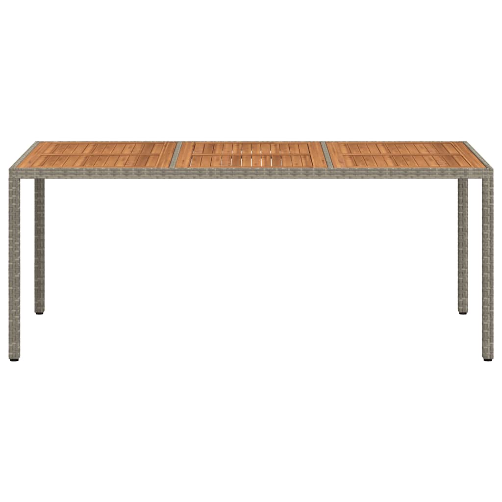 Garden Table 190x90x75 cm Poly Rattan and Acacia Wood Grey