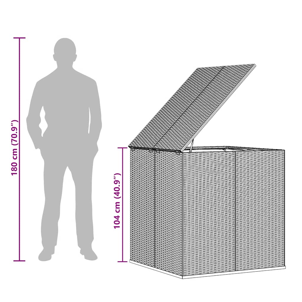 Garden Cushion Box PE Rattan 100x97.5x104 cm Grey