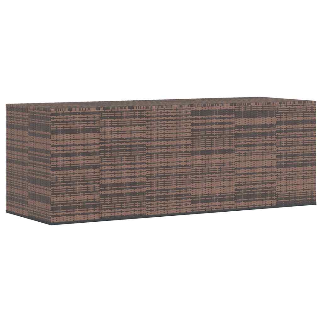 Garden Cushion Box PE Rattan 291x100.5x104 cm Brown