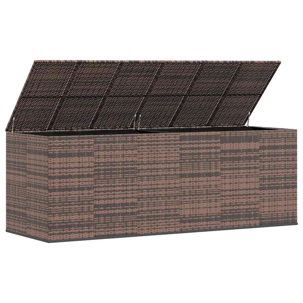 Garden Cushion Box PE Rattan 291x100.5x104 cm Brown
