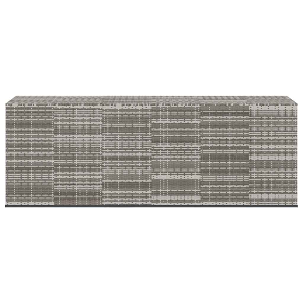 Garden Cushion Box PE Rattan 291x100.5x104 cm Grey