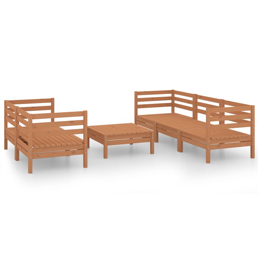 6 Piece Garden Lounge Set Honey Brown Solid Pinewood
