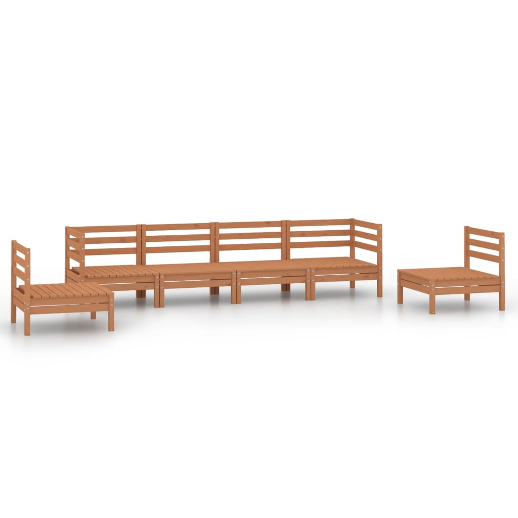 6 Piece Garden Lounge Set Honey Brown Solid Pinewood