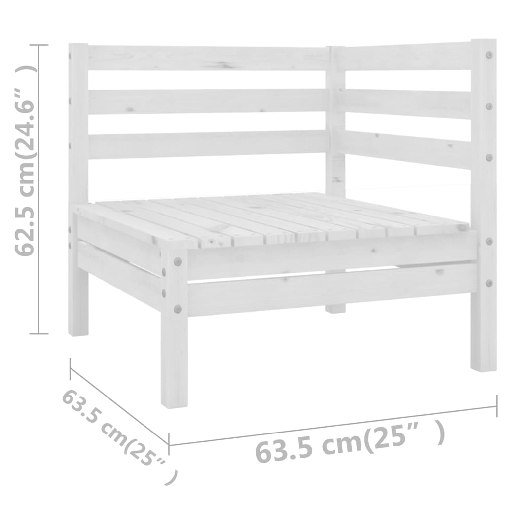 6 Piece Garden Lounge Set White Solid Pinewood