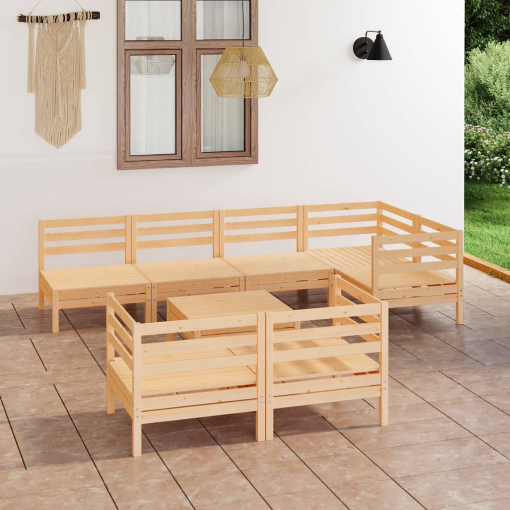 8 Piece Garden Lounge Set Solid Wood Pine