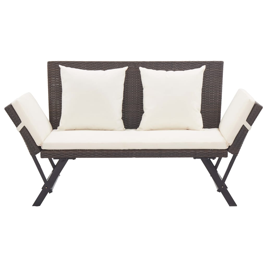 vidaXL Garden Bench with Cushions Brown 176 cm Poly Rattan