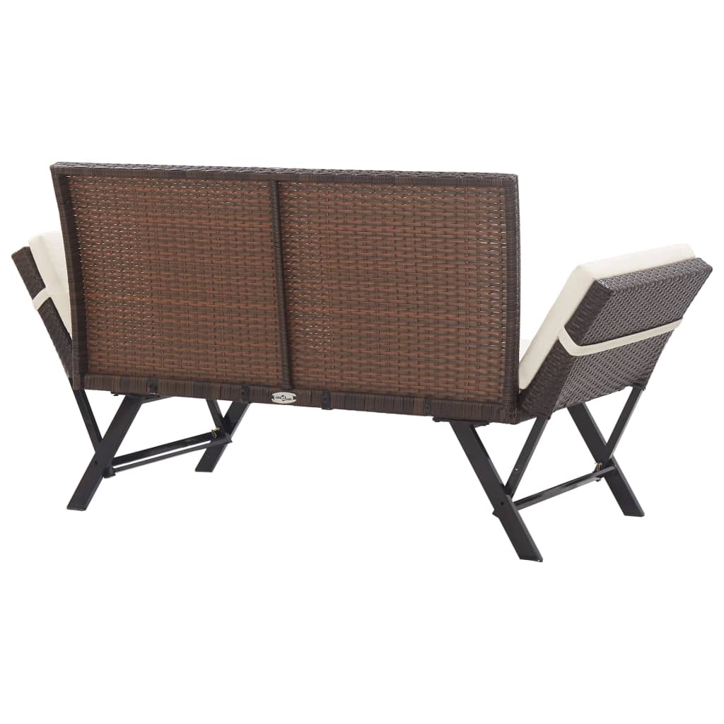 vidaXL Garden Bench with Cushions Brown 176 cm Poly Rattan