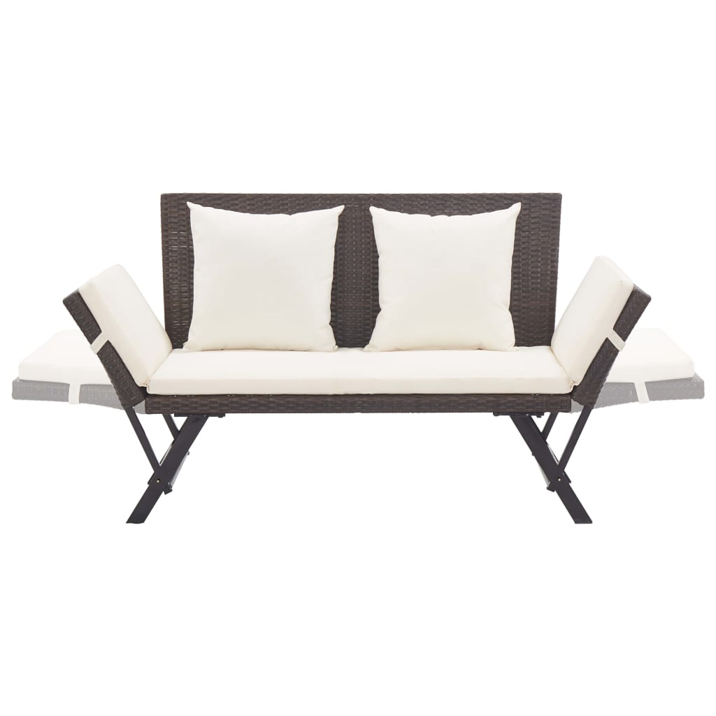 vidaXL Garden Bench with Cushions Brown 176 cm Poly Rattan