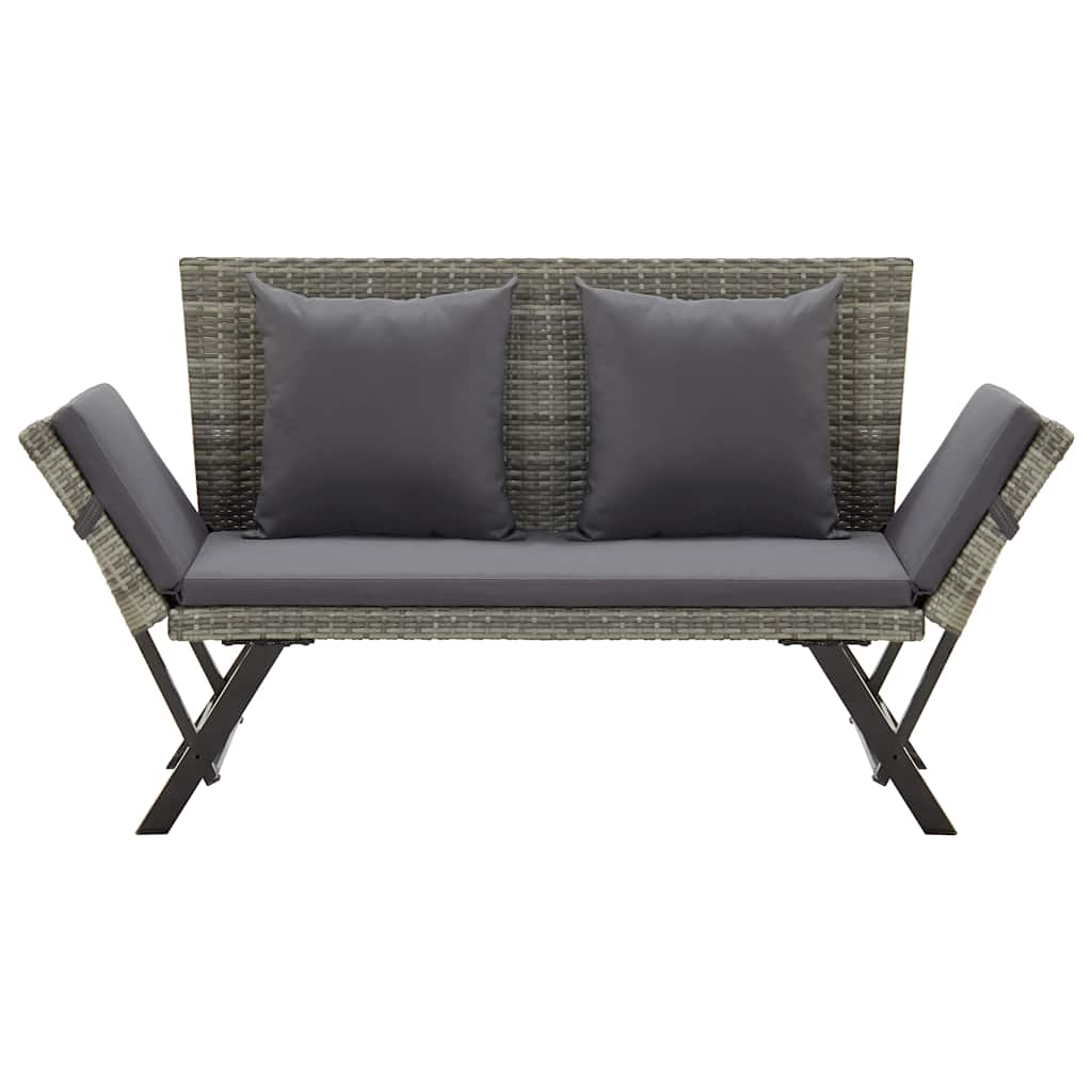 Garden Bench with Cushions Grey 176 cm Poly Rattan