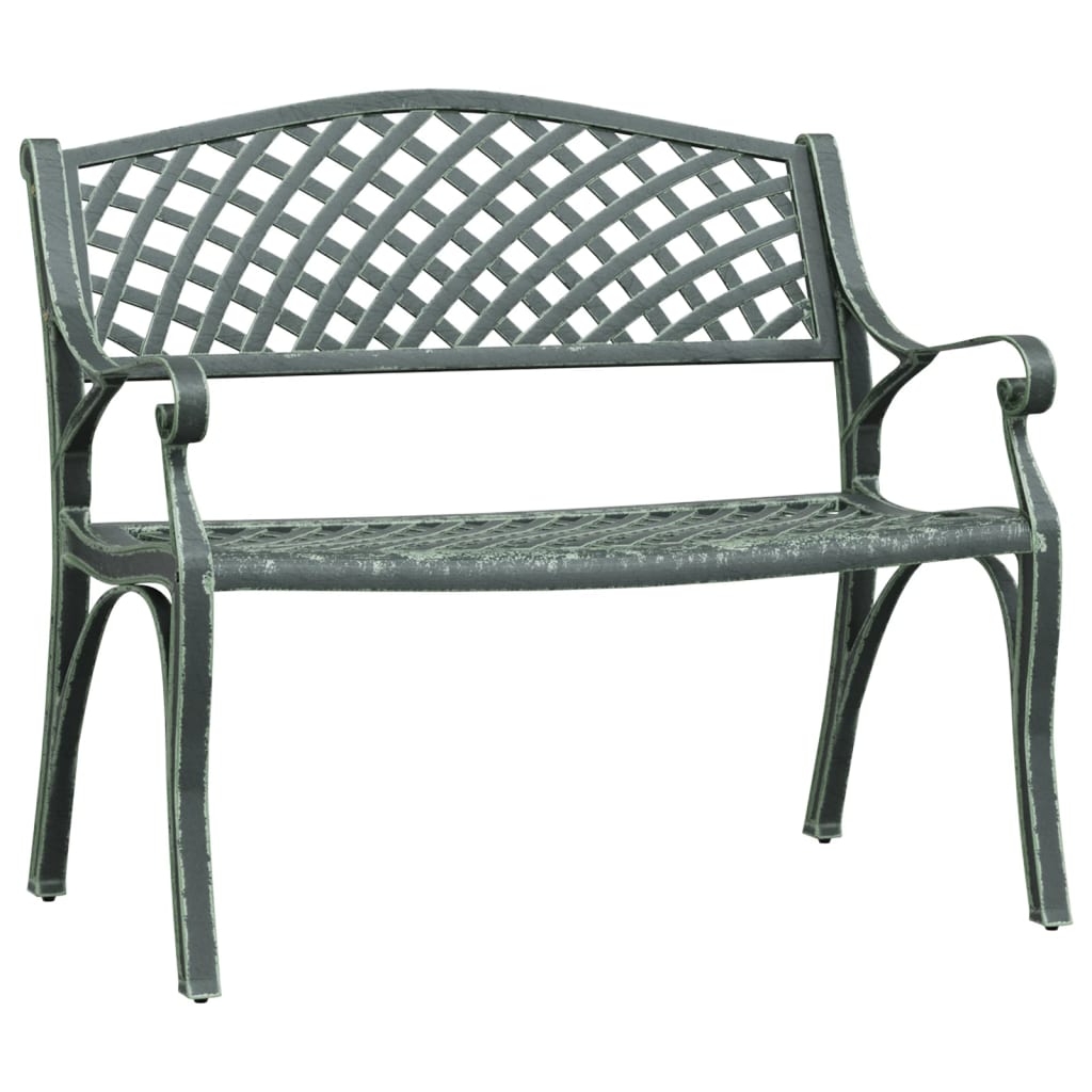 vidaXL Garden Bench 102 cm Cast Aluminium Green