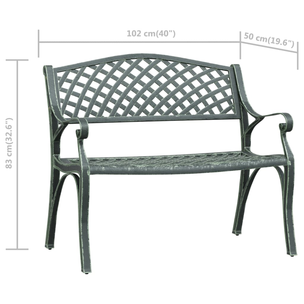 vidaXL Garden Bench 102 cm Cast Aluminium Green