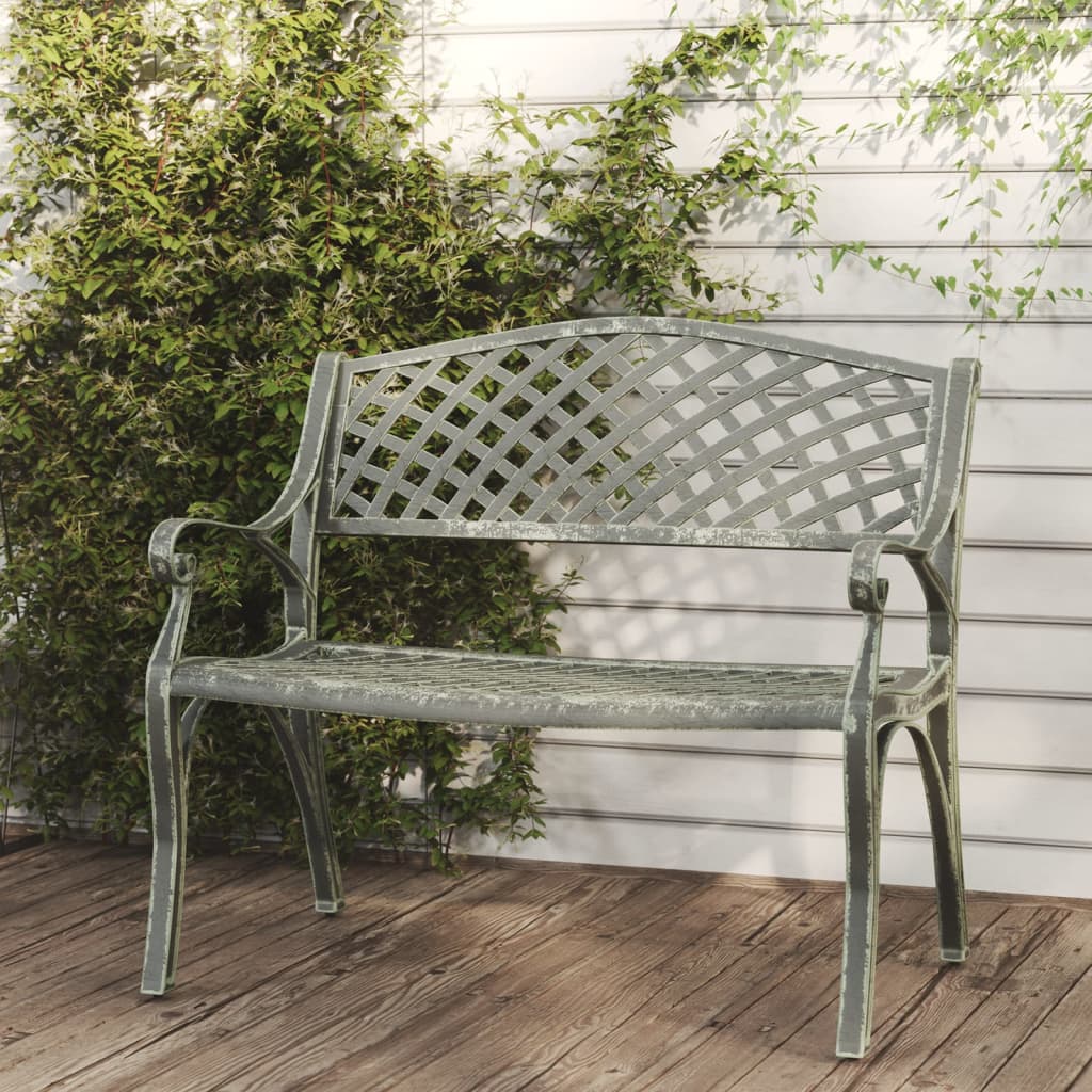 vidaXL Garden Bench 102 cm Cast Aluminium Green