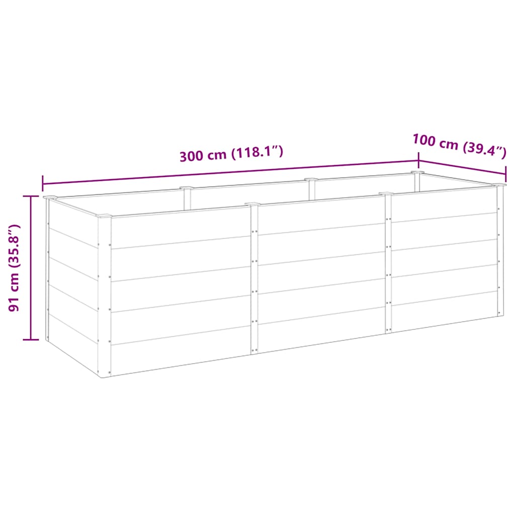 Garden Raised Bed 300x100x91 cm WPC Grey