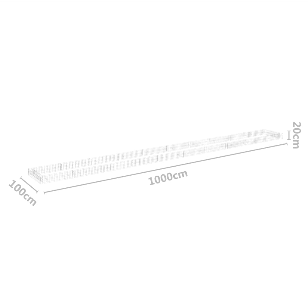 Gabion Raised Bed Galvanised Steel 1000x100x20 cm