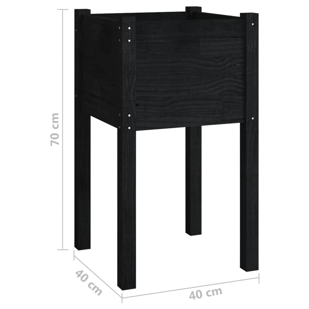 Garden Planters 2 pcs Black 40x40x70 cm Solid Pinewood