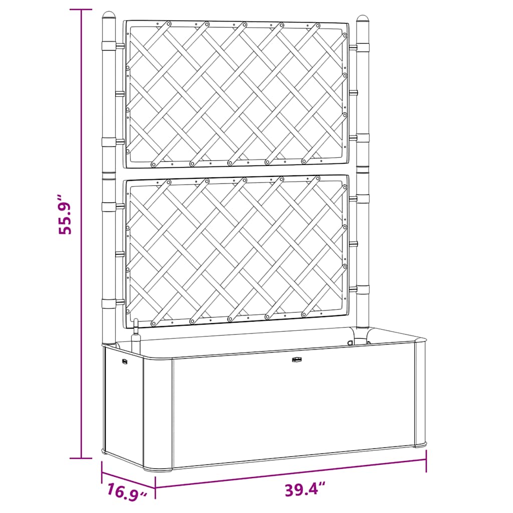 Garden Raised Bed with Trellis and Self Watering System Grey