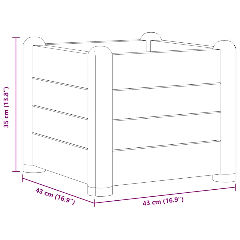 Garden Raised Bed PP Stone Grey 43x43x35 cm