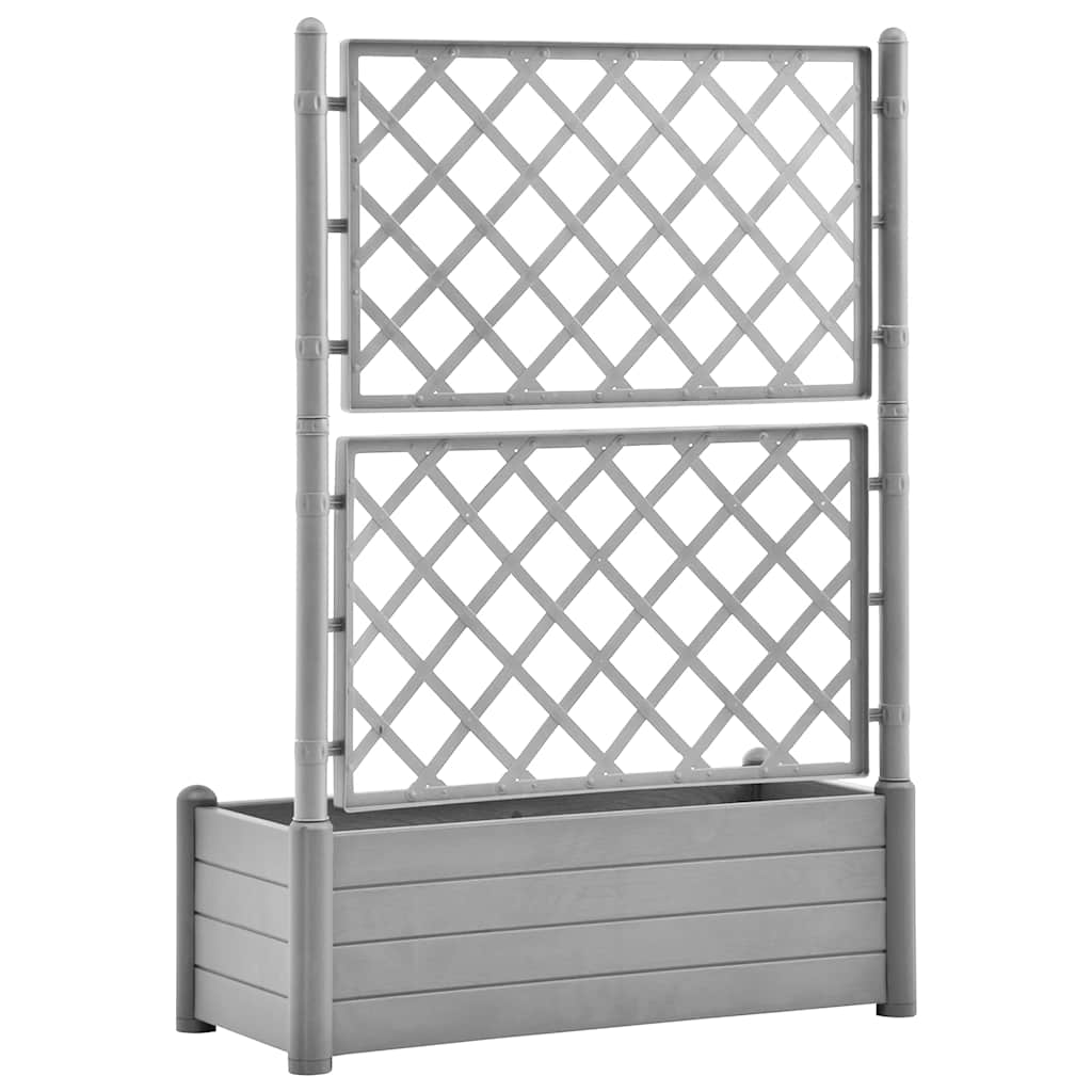 Garden Planter with Trellis 100x43x142 cm PP Stone Grey