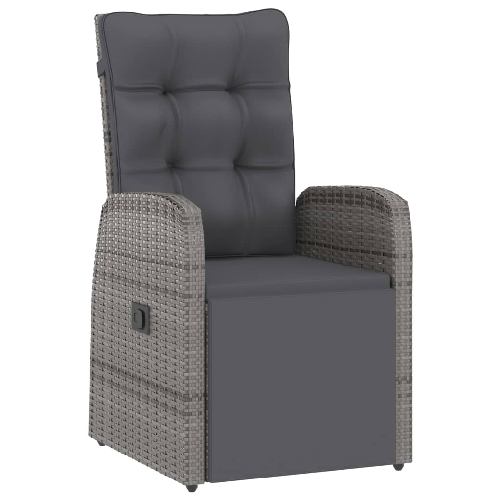 11 Piece Garden Dining Set with Cushions Grey Poly Rattan