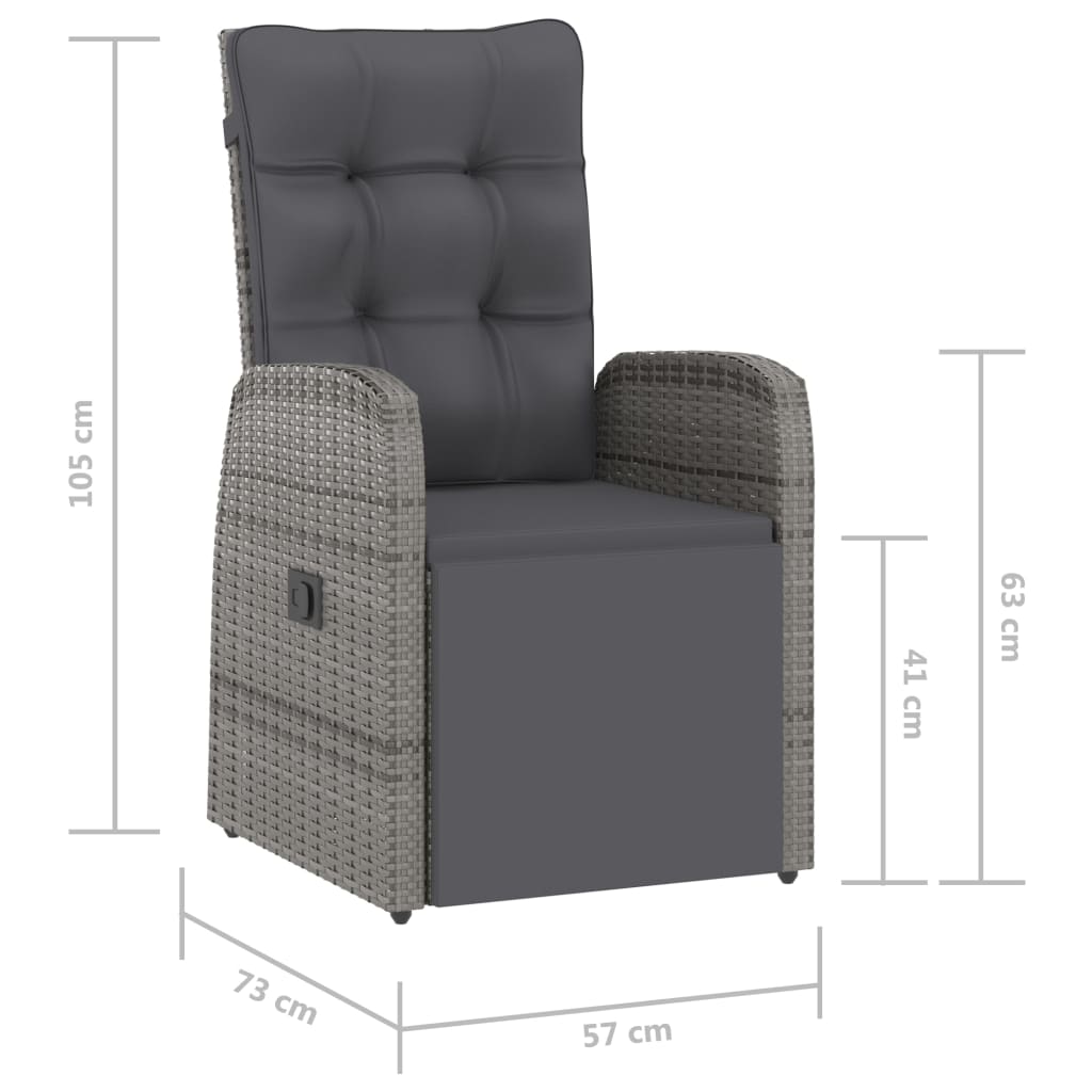 11 Piece Garden Dining Set with Cushions Grey Poly Rattan