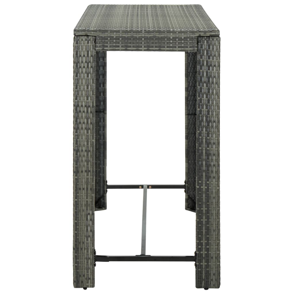 7 Piece Garden Bar Set with Cushions Poly Rattan Grey