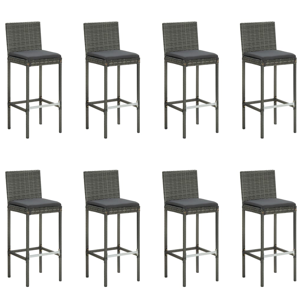 9 Piece Garden Bar Set with Cushions Poly Rattan Grey