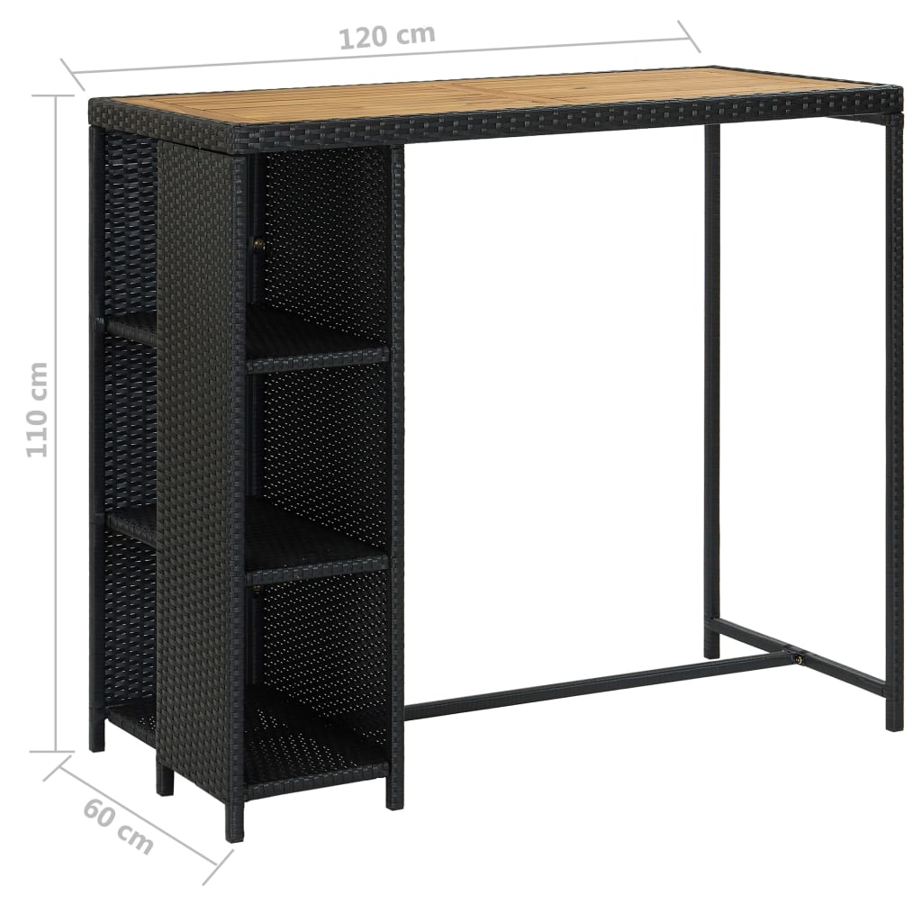 5 Piece Garden Bar Set with Cushions Poly Rattan Black