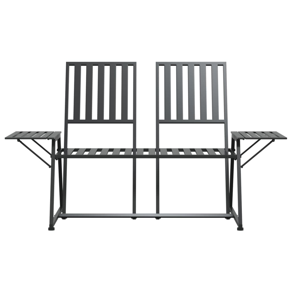 vidaXL 2-Seater Garden Bench 165 cm Black Steel