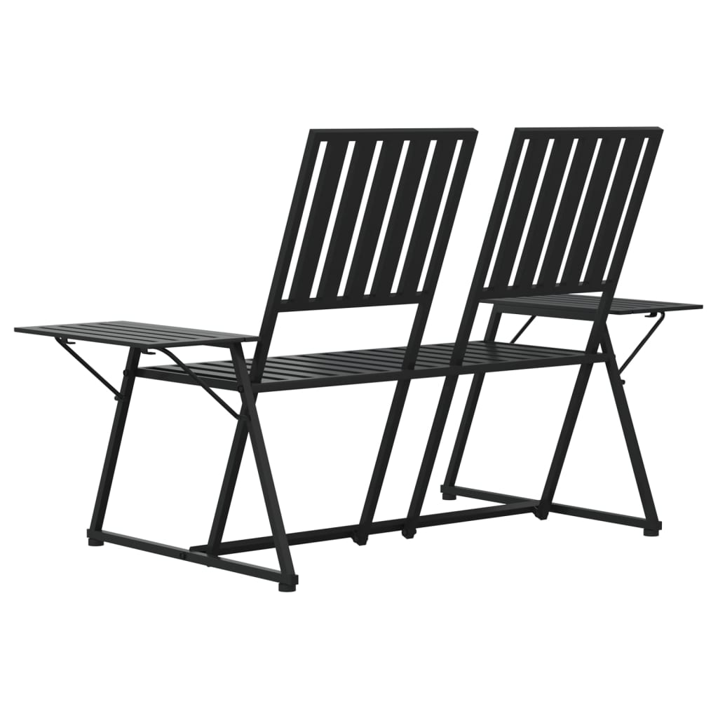 vidaXL 2-Seater Garden Bench 165 cm Black Steel