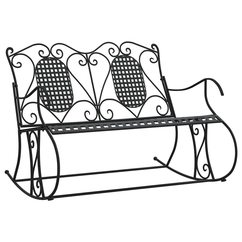 vidaXL 2-Seater Rocking Bench 113 cm Black Steel
