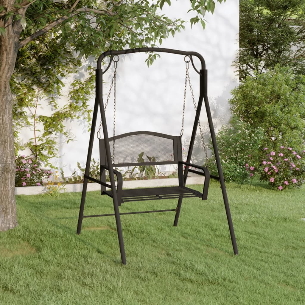vidaXL Swing Bench 124 cm Black Steel