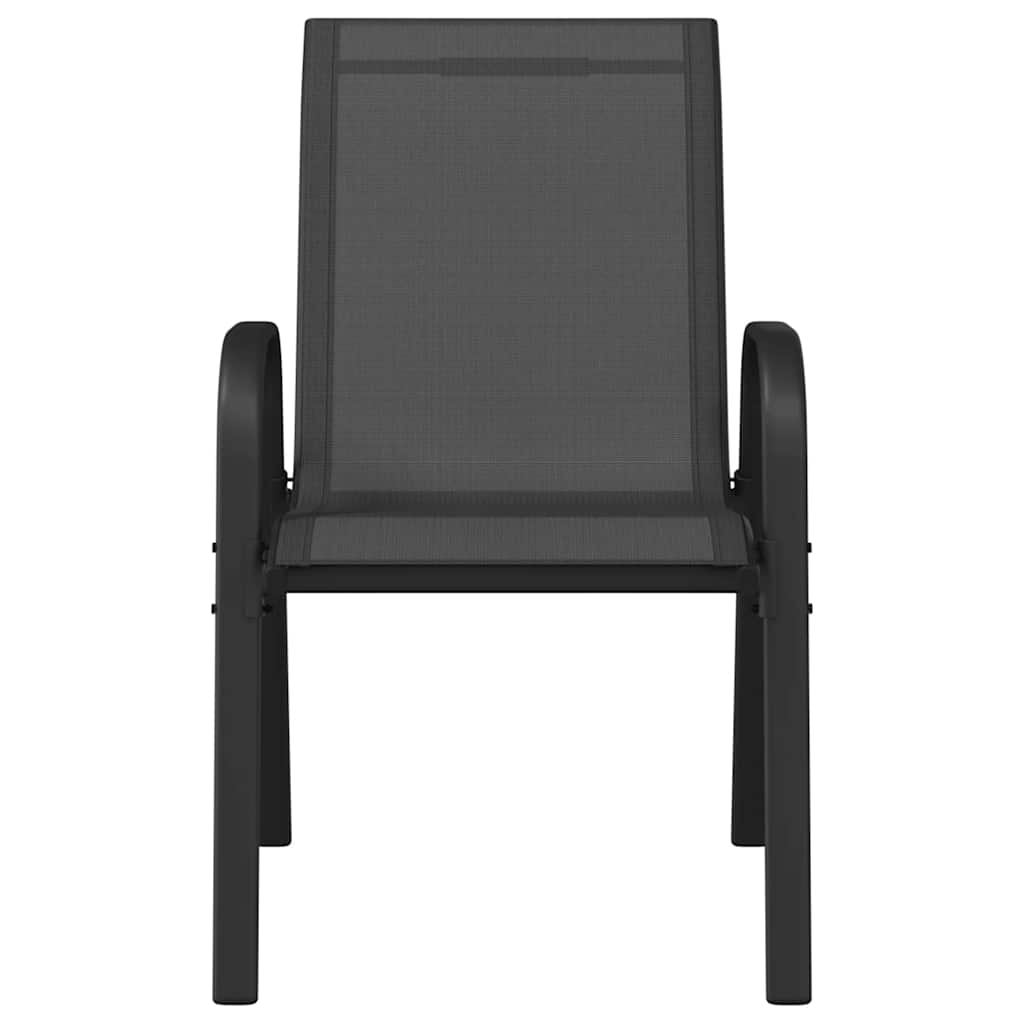 Stackable Garden Chairs 2 pcs Black Textilene Fabric
