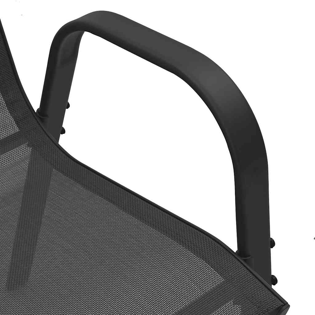 Stackable Garden Chairs 2 pcs Black Textilene Fabric