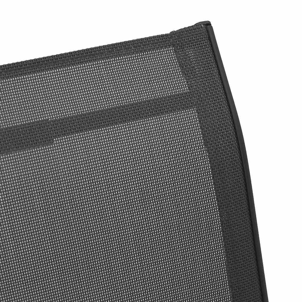 Stackable Garden Chairs 2 pcs Black Textilene Fabric