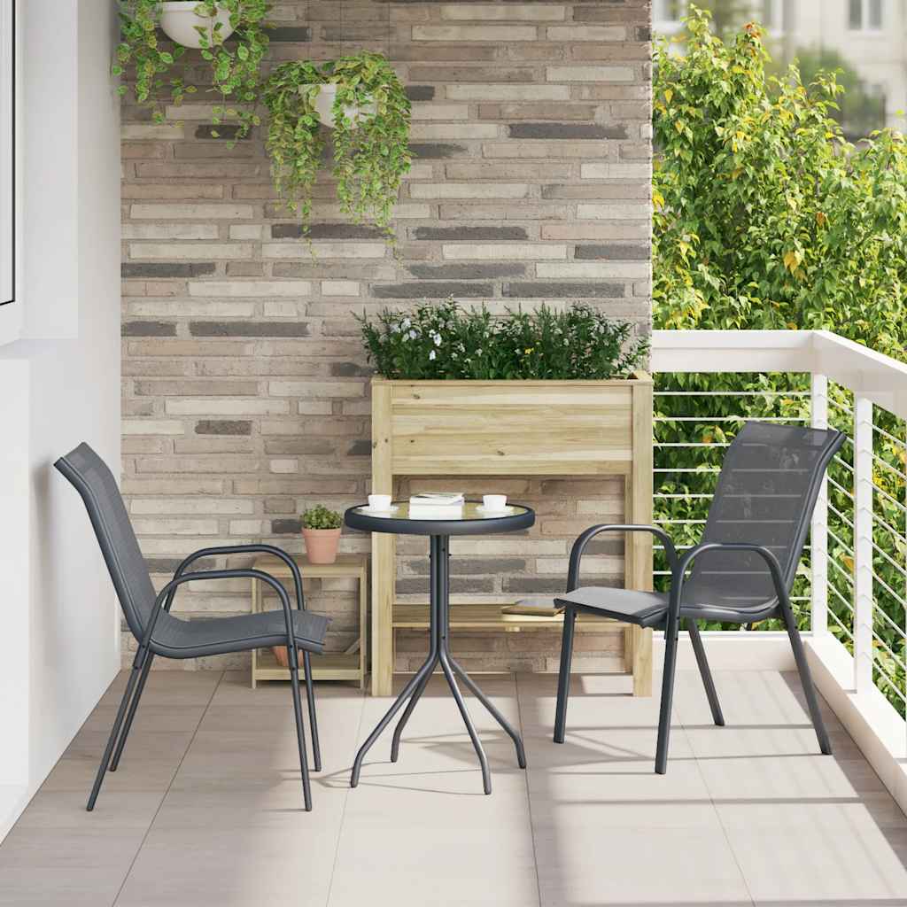 Stackable Garden Chairs 2 pcs Grey Textilene Fabric