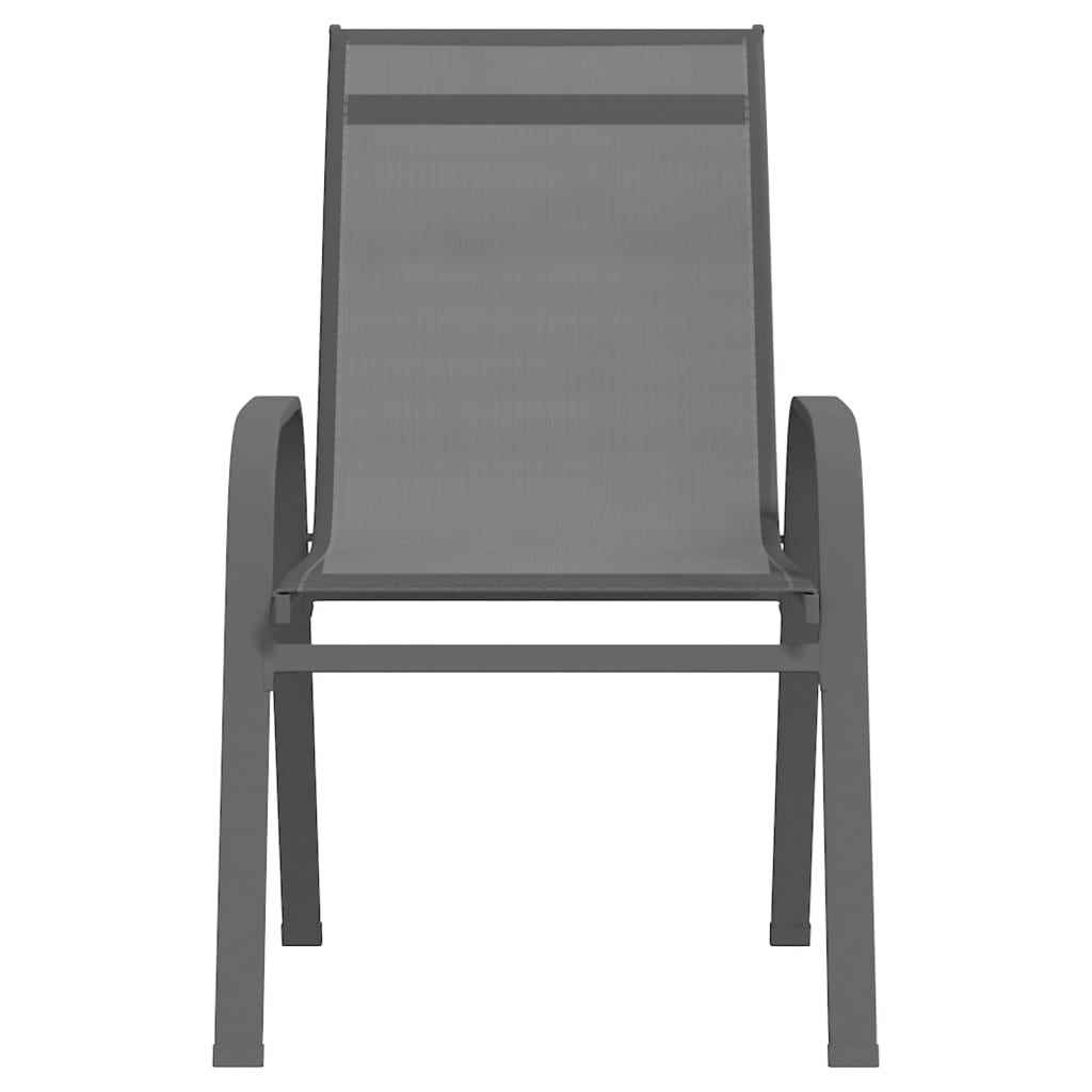 Stackable Garden Chairs 6 pcs Grey Textilene Fabric