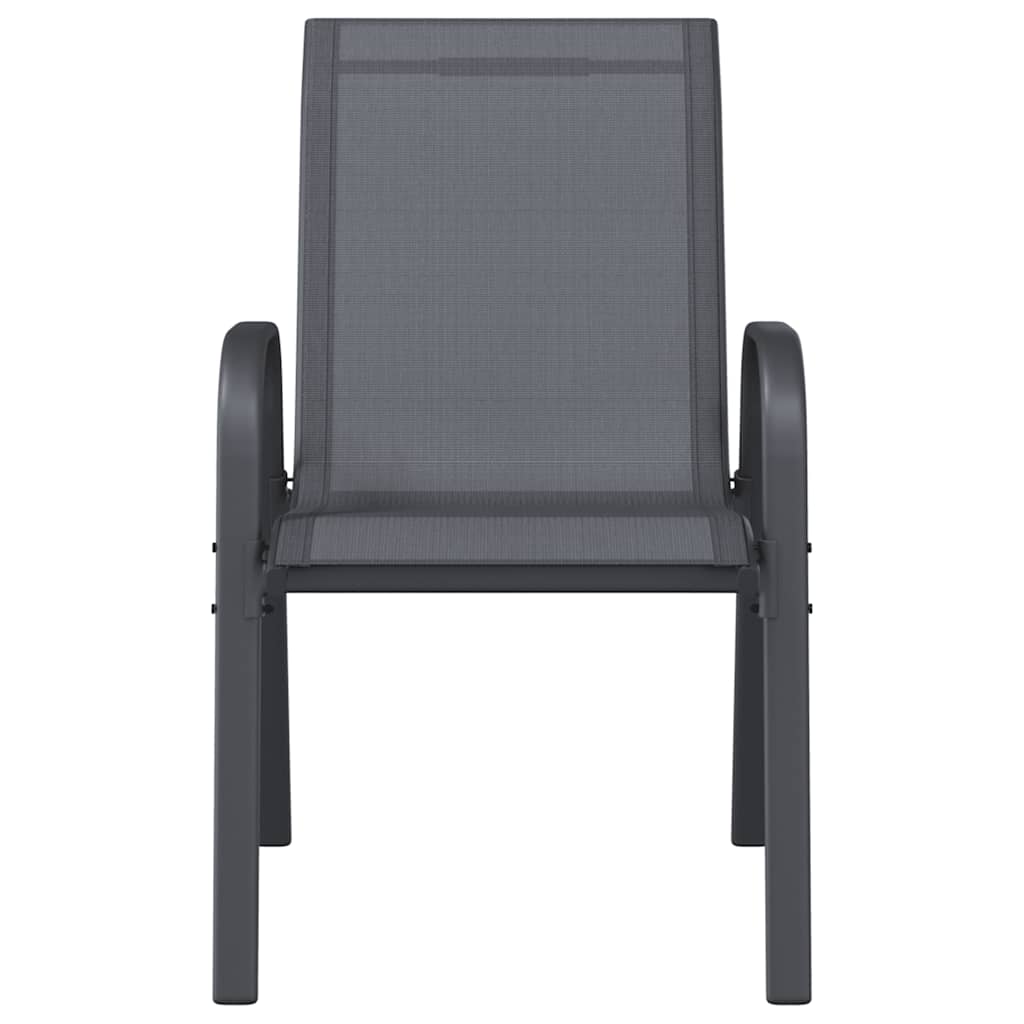 Stackable Garden Chairs 6 pcs Grey Textilene Fabric