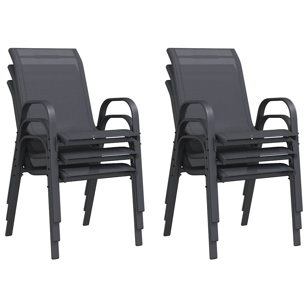 Stackable Garden Chairs 6 pcs Grey Textilene Fabric