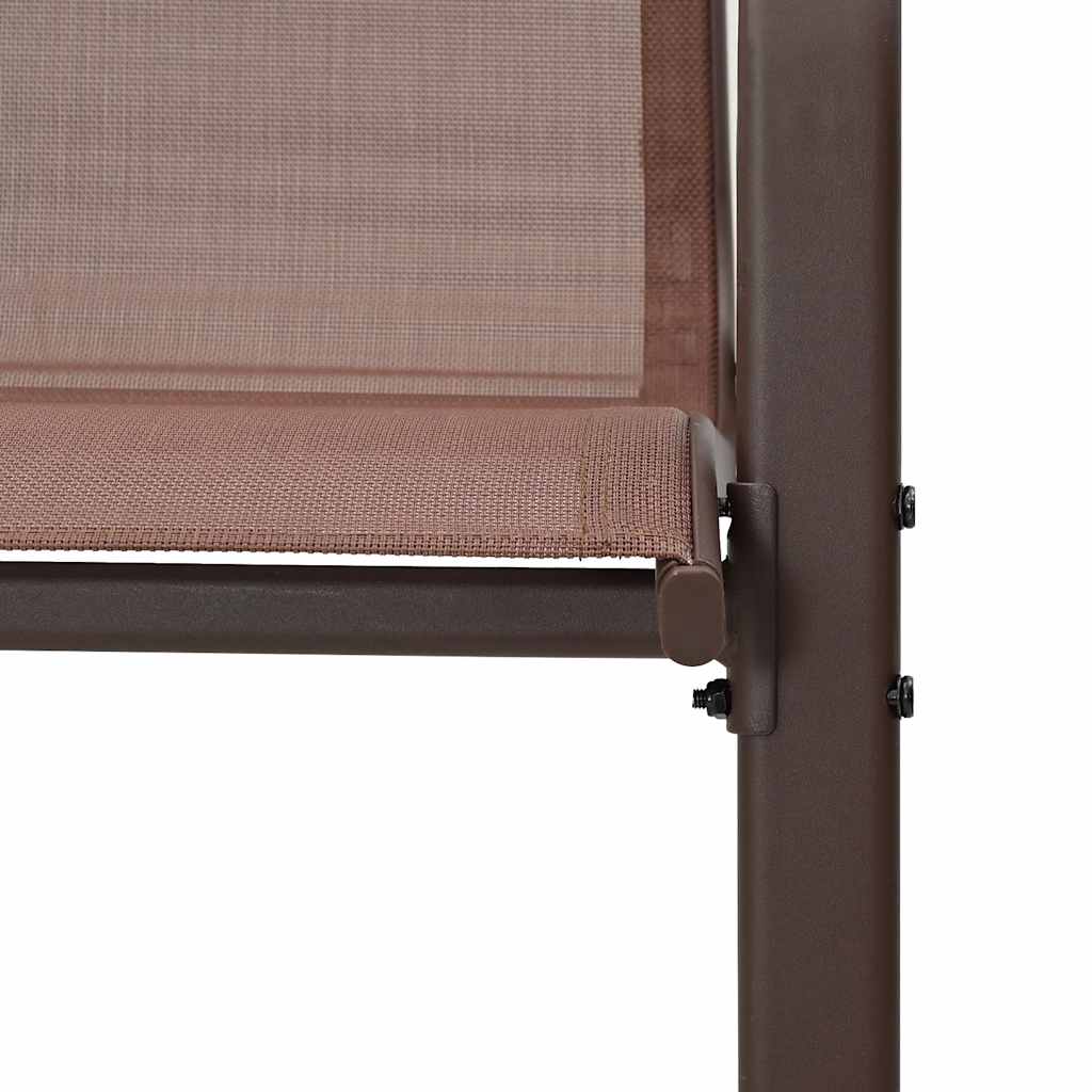 Stackable Garden Chairs 6 pcs Brown Textilene Fabric