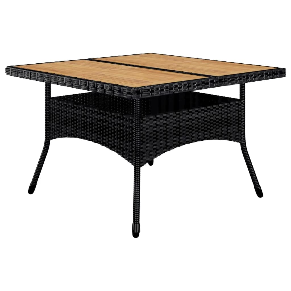 9 Piece Garden Dining Set Poly Rattan and Solid Wood Black