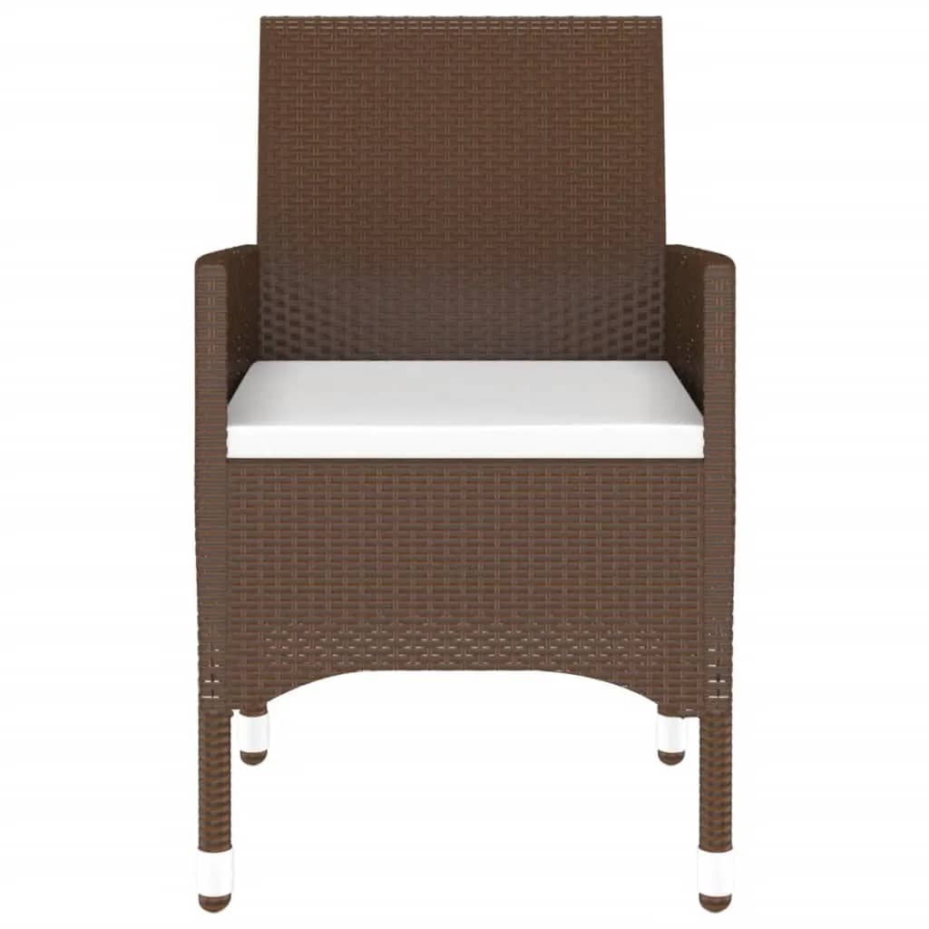 3 Piece Garden Bistro Set Poly Rattan and Tempered Glass Brown