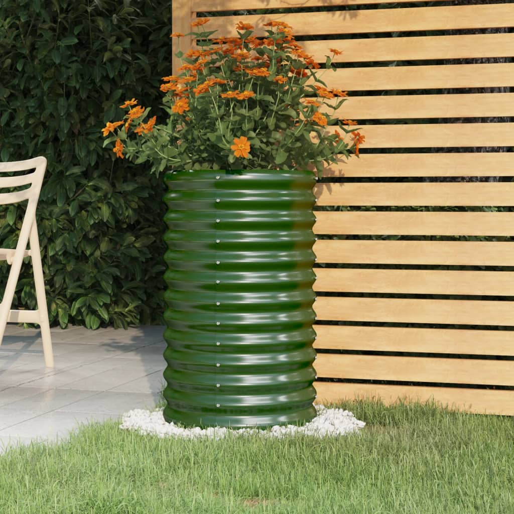 Garden Planter Galvanised Steel 40x40x68 cm Green