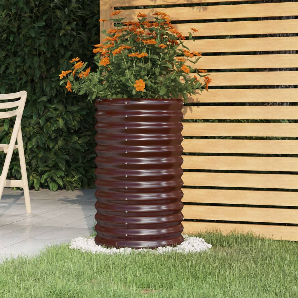 Garden Planter Galvanised Steel 40x40x68 cm Brown