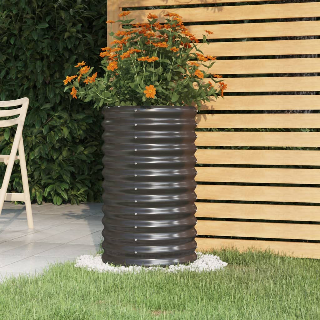 Garden Planter Galvanised Steel 40x40x68 cm Anthracite