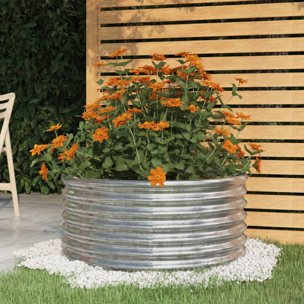 Garden Planter Galvanised Steel 80x80x36 cm Silver