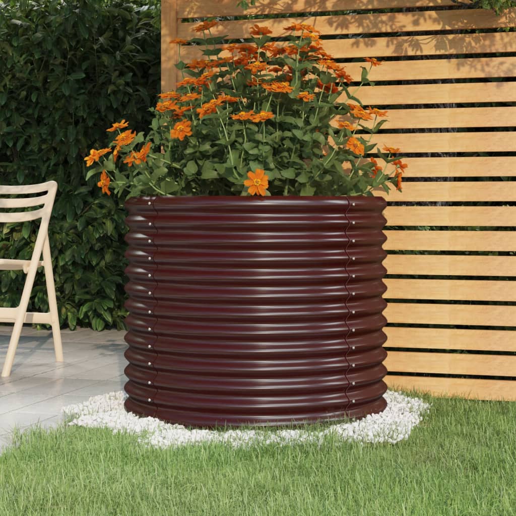 Garden Planter Galvanised Steel 80x80x68 cm Brown