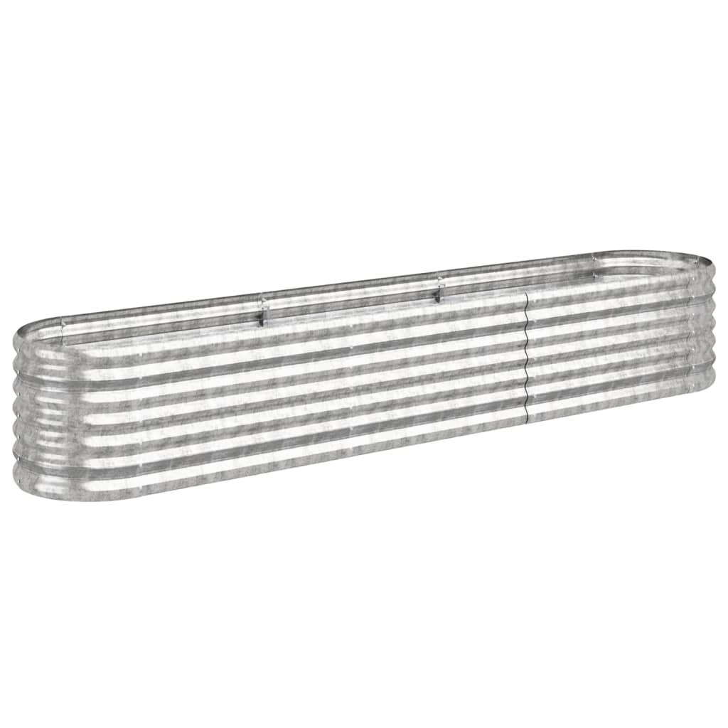 Garden Raised Bed Galvanised Steel 224x40x36 cm Silver