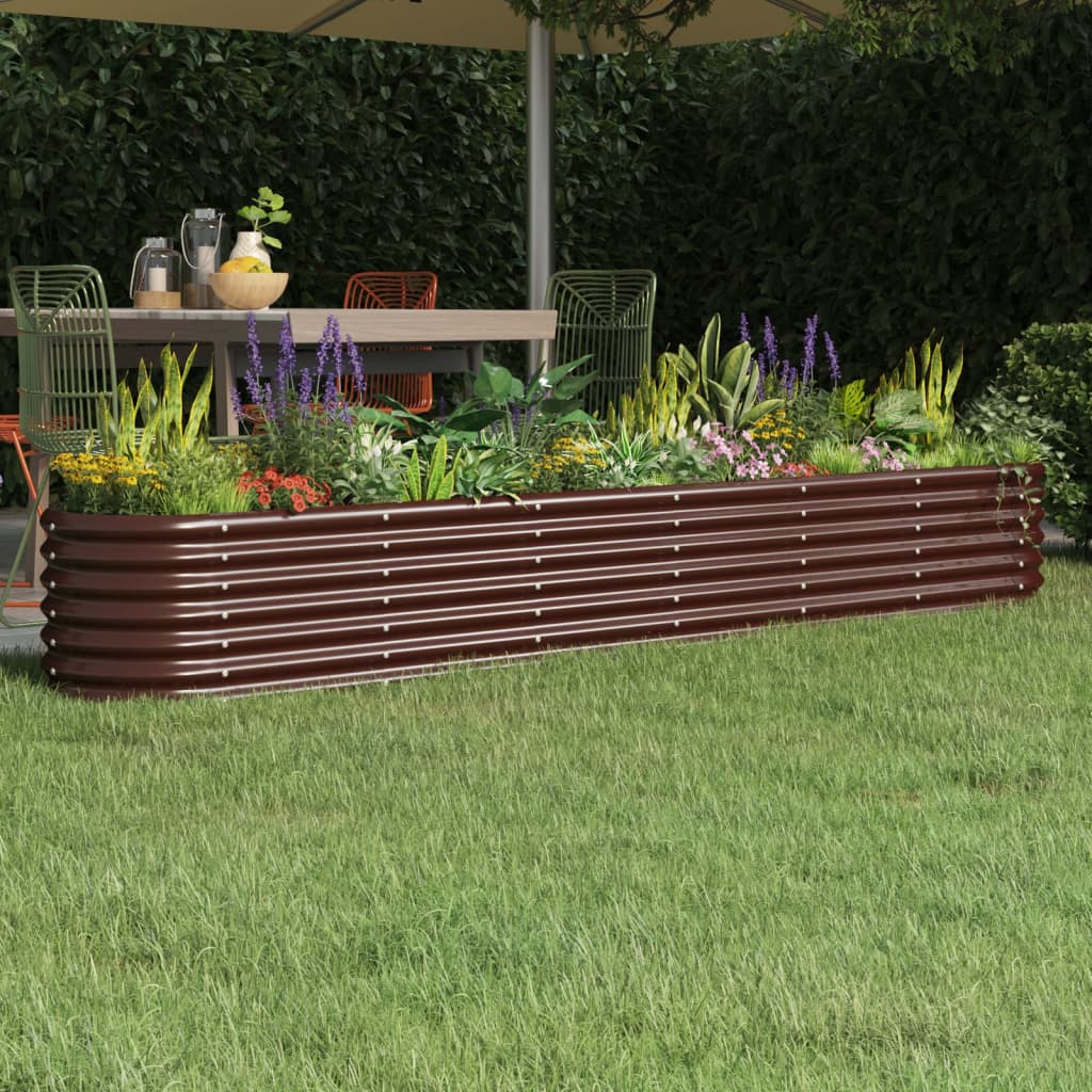 Garden Raised Bed Galvanised Steel 260x40x36 cm Brown